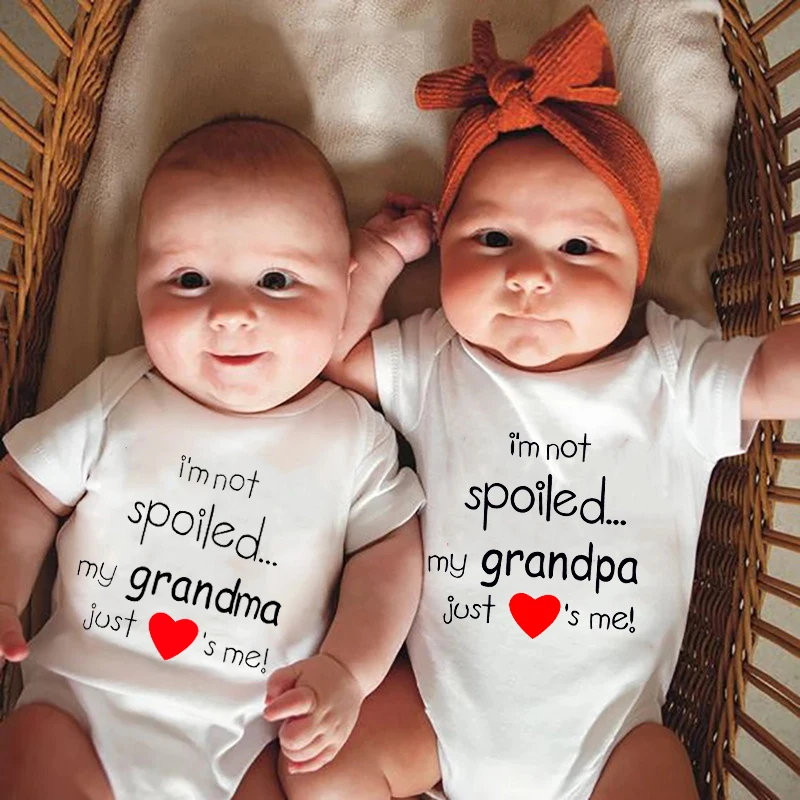 

Funny I'm Not Spoiled My Grandma/Grandpa Just Loves Me Print Baby Romper Crawling Clothes Onesies Newborn Baby Bodysuits