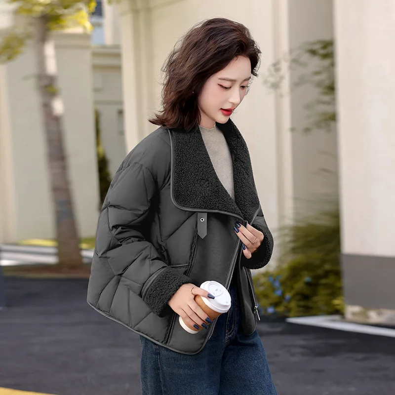 

fashion Women cotton-padded coat new model keep warm short style Loose type Korean version winter color blocking cold resistance