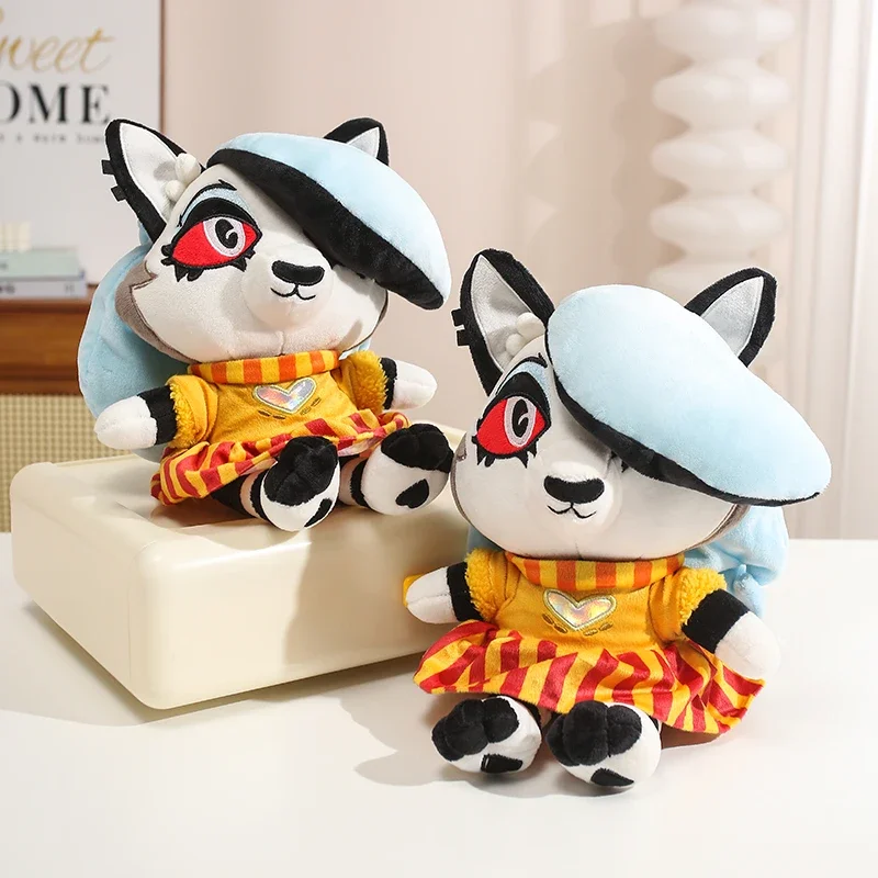 Soft Fluffy Helluva Boss Loona Plush Doll Wolf Girl Sitting Figure Skin Friendly Handheld Collectible Decor Ornament