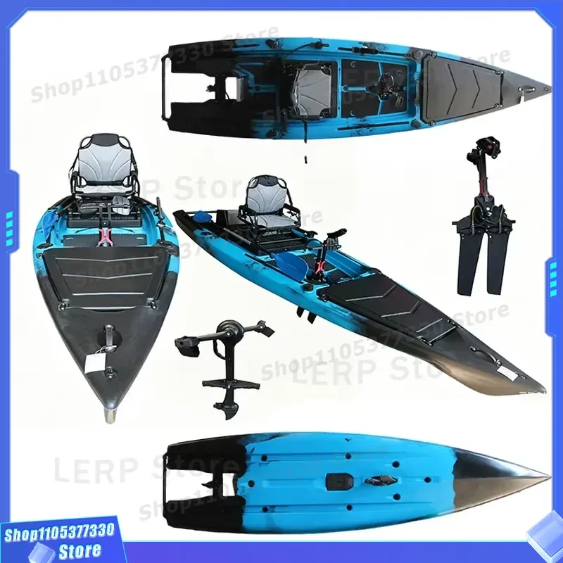 Pedal Drive Kayak 13ft Propeller Flap Dual System PE Hull 2 Person Fishing Boat for River Surfing Custom Factory Direct