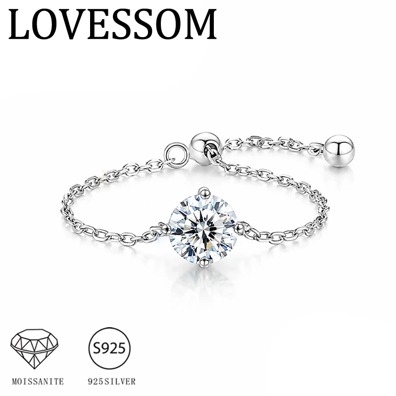 0.5-Carat Moissanite Ring  Adjustable Chain Style (Unisex/Couple's Design)