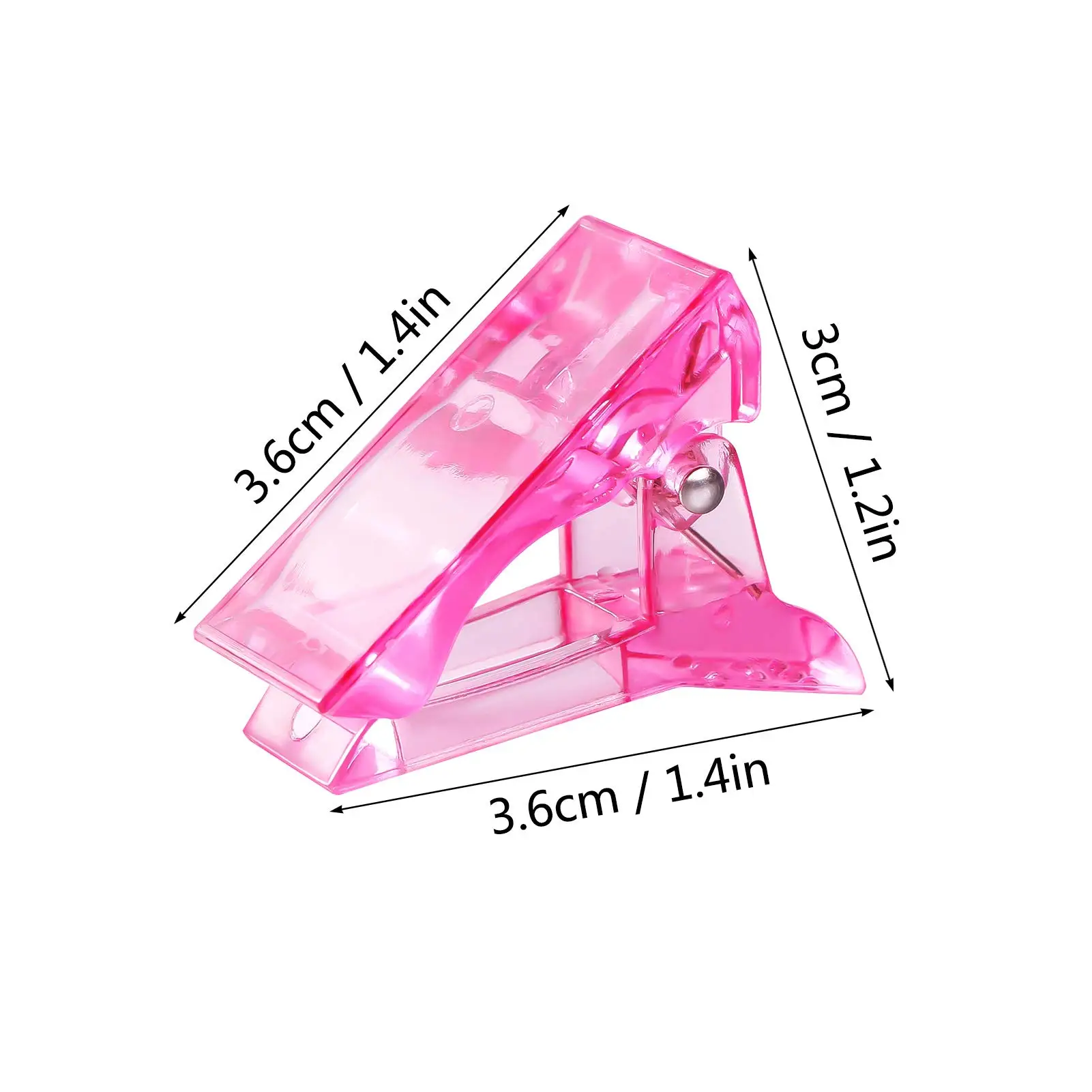 6Pcs Quick Building Nail Tips Clip Plastic Transparent Finger Extension UV LED Builder Clips for Nail Art Tool Pink