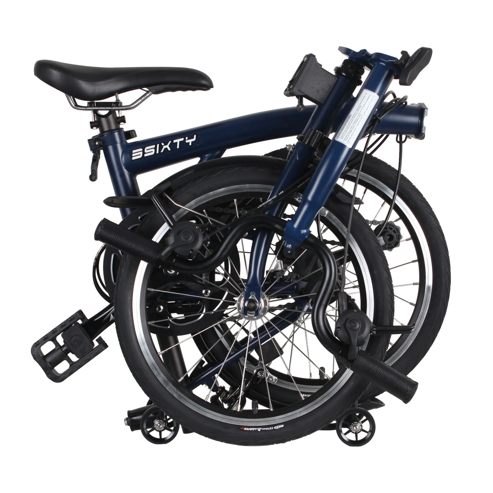 Folding Bike 16 Inch Internal 6 Speeds Steel Frame Mini Folding Bicycle TRI-folding Bike Post Green /Navy Blue