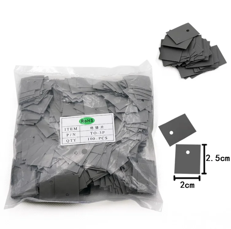 100PCS TO-3P TO-247 Insulation Particle Soft Silicon Film Insulation Sheet Mica Film Insulation Cap Washers 20*25*0.3MM