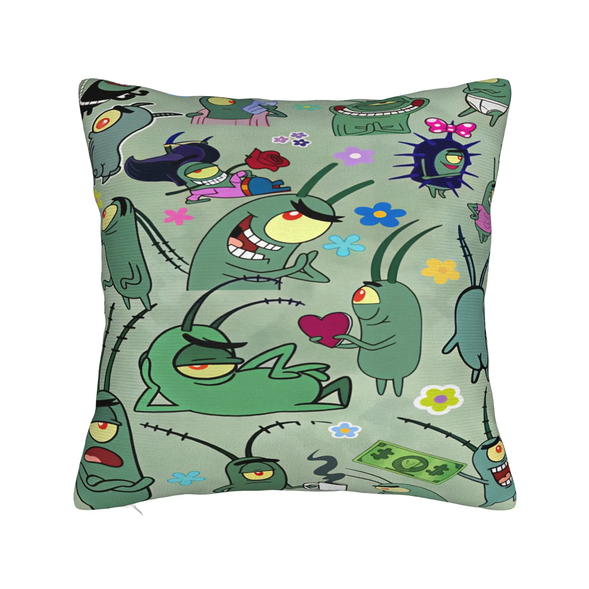 Pillow Cover SpongeBobs Plankton   Kawaii Pillow Case For Sofa Home Decoration Pillowcases