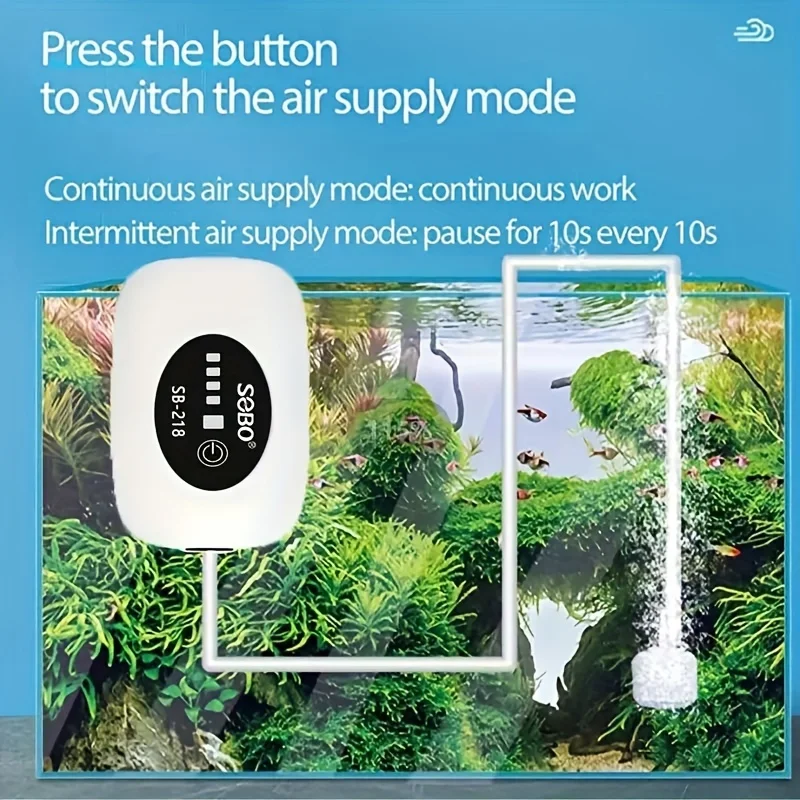 Aquarium Fish Tank Oxygen Air Pump Compressor Charging Silent USB with Battery Portable Fishing Oxygenator Outdoor