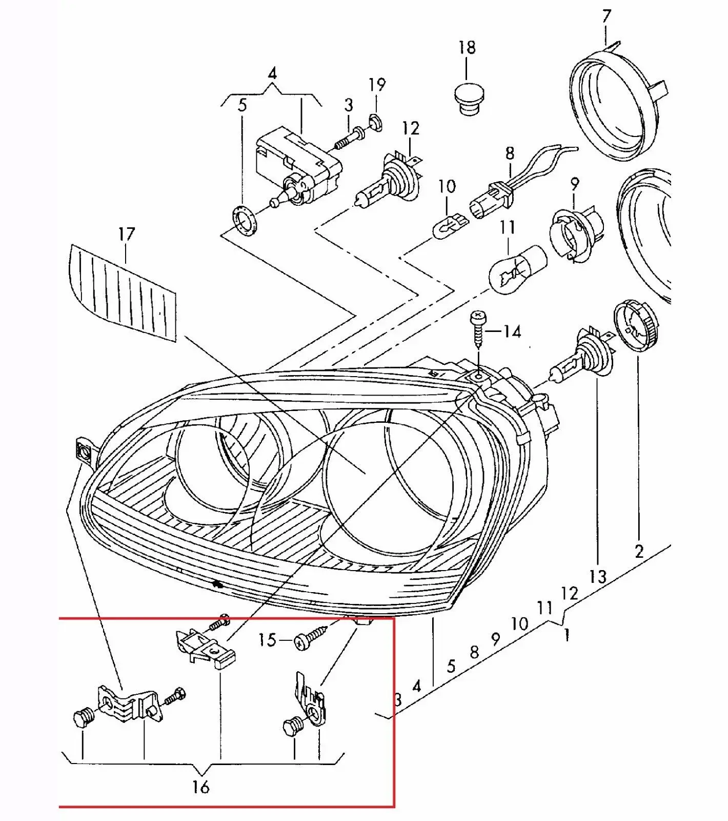 1Set faro per auto sinistra destra supporto per riparazione fari clip di fissaggio kit di riparazione di fissaggio 6R 0998226   6R 0998225   Per VW