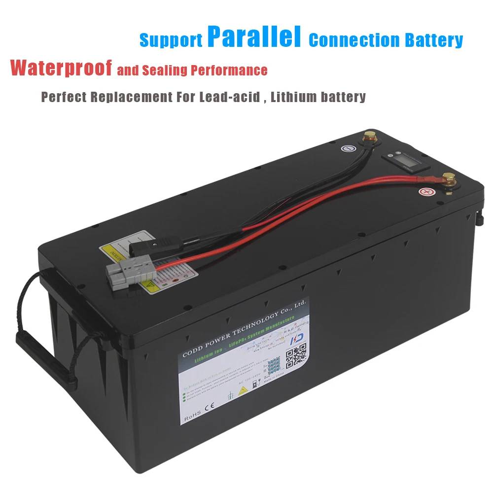 12V 24V 48V 100AH 200AH 300AH LiFePO4 Battery Pack Bluetooth BMS For Solar RV Caravan Storage Boat Yacht Golf Cart NO TAX