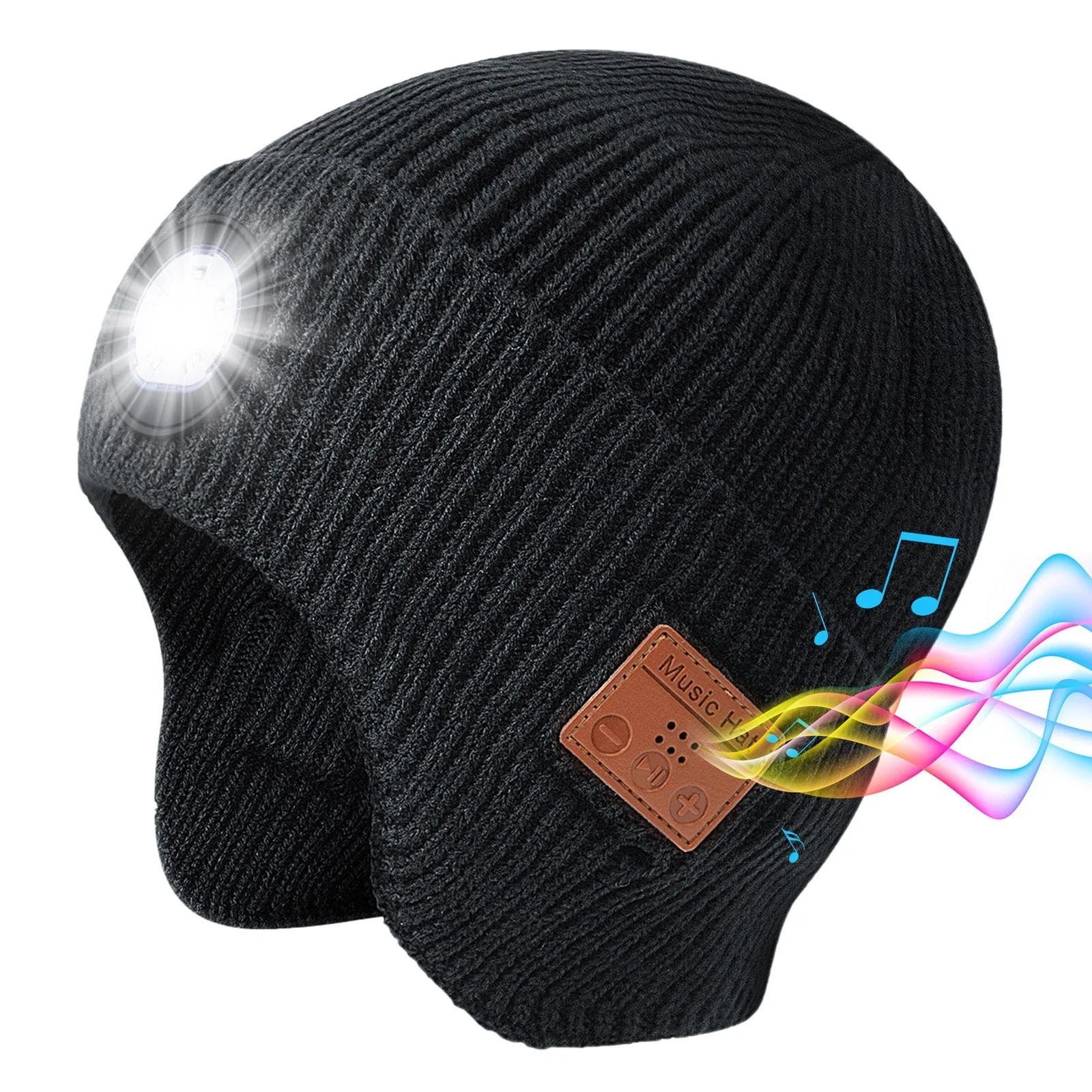 

Wireless hat Bluetooth 5.0 Outdoor winter Warm Music cap ear muffs Headset Handsfree Rechargeable Earphone Men Women knitted hat