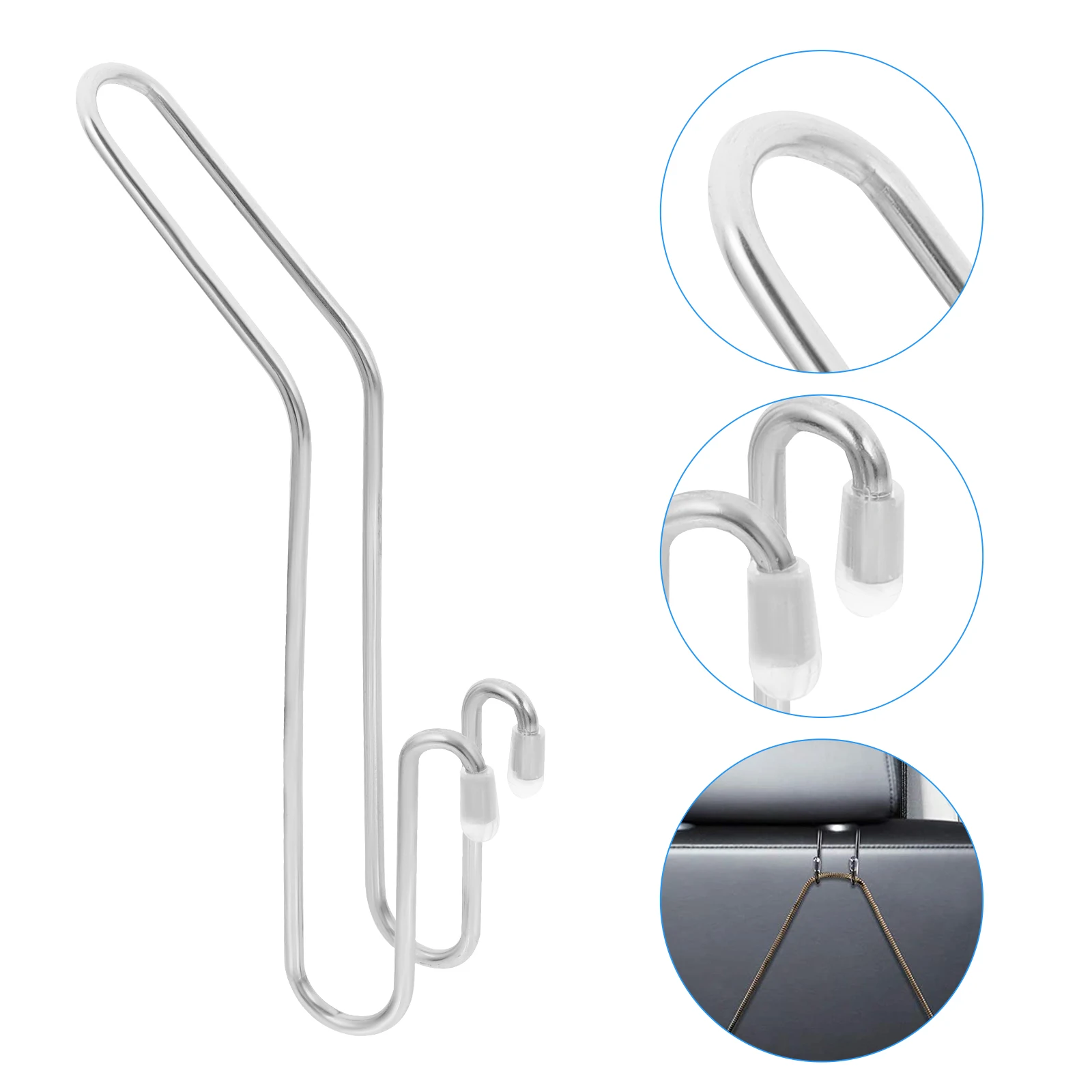 

10pcs Stainless Car Metal Hanging Car Metal Hanging Stainless Steel Hooks ganizers Dual purpose Storage Hooks Silver