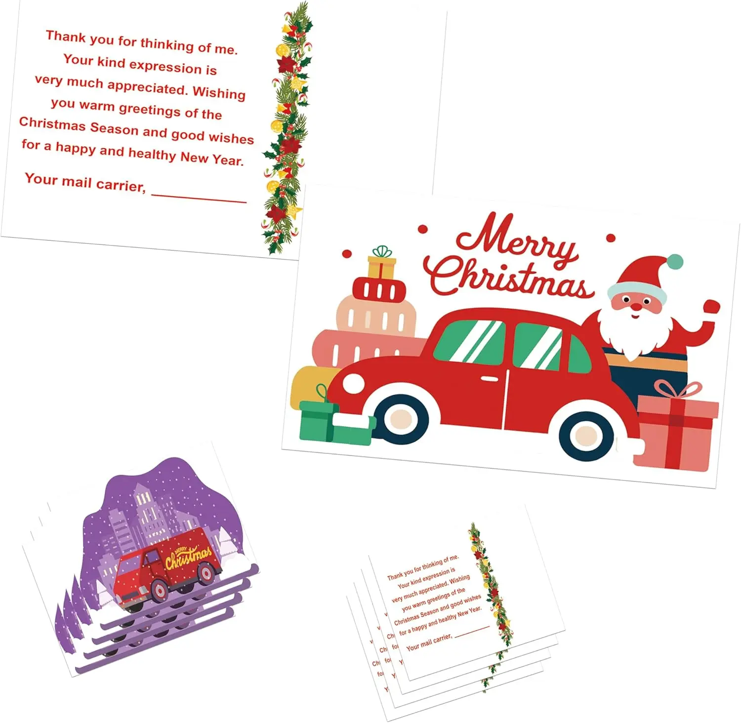 

50 шт., Рождественский праздник, зимняя почтовая переноска, набор открыток с благодарностью, 4 x 6 дюймов, рождественские праздники, сезоны, с Новым годом