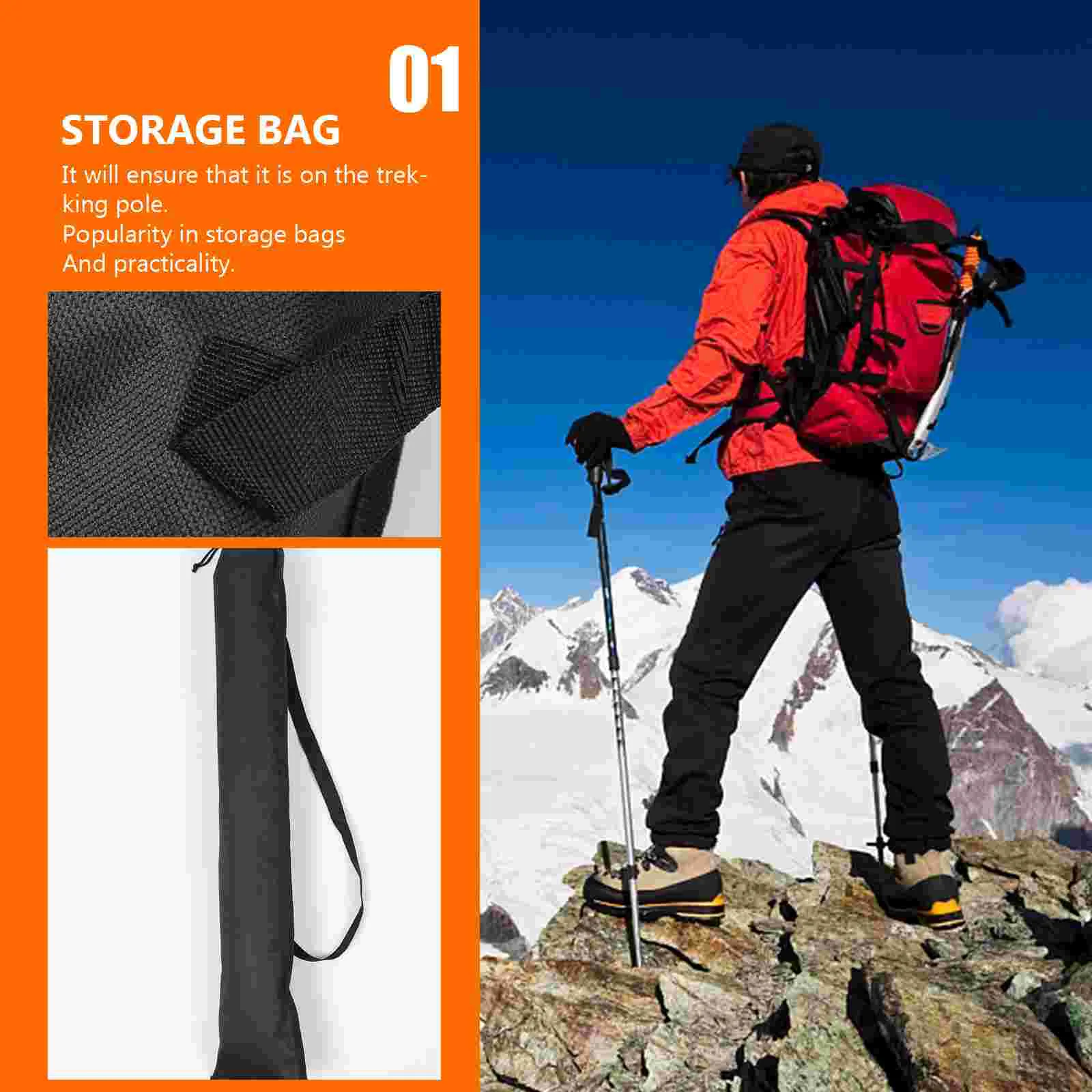 Trekking Poles Pouch Carrying Bag for Walking Stick Alpenstocks Foldable Hiking Waterproof Storage