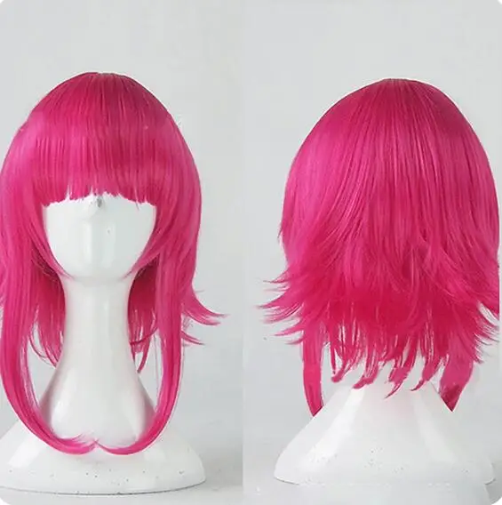 Capelli sintetici rosa Vocaloid Gumi parrucca Cosplay media dritta