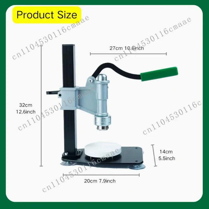 Manual capping press for perfume sprayer vials and aluminium plastic caps with sealing capability