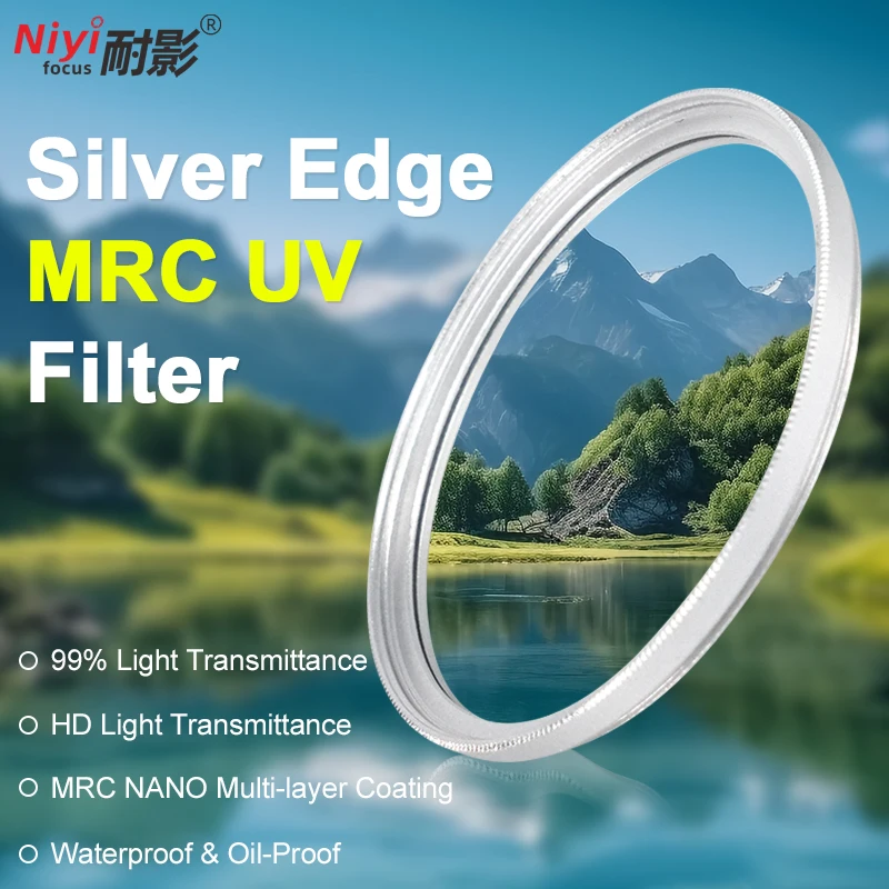 Silver Frame MRC Nano UV Filter 99% Light Transmittance HD Optical Glass Waterproof Anti-Scratch Camera Lens Protection Filter
