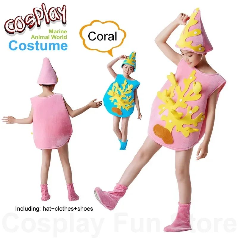 Marine Animals Coral Cosplay Costume Children‘s Performance Clothing Starfish Shells Lobster Crab Kids Anime Dancing Dress Show