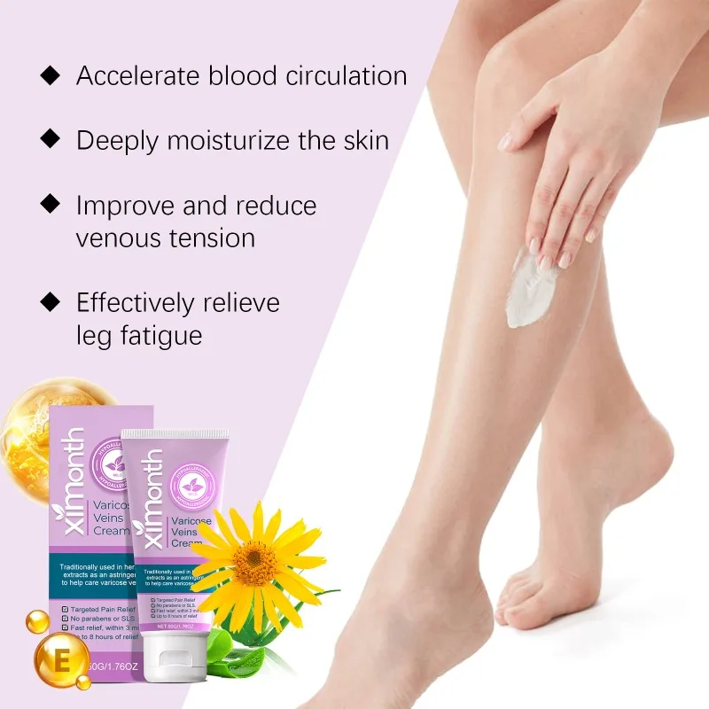 Vein Repair Cream Improve Blood Circulation Relieve Leg Swelling Massage Earthworm Leg Pain Vein Topical Body Care Cream 50g