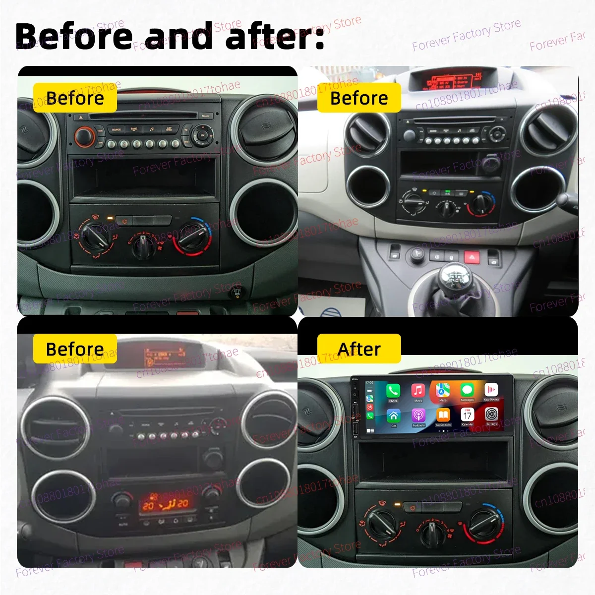 6.86 "1 Din Radio Android Car Multimedia dla Citroen Berlingo II Peugeot Partner 2008-2019 Stereo Head Unit Carplay Android Auto