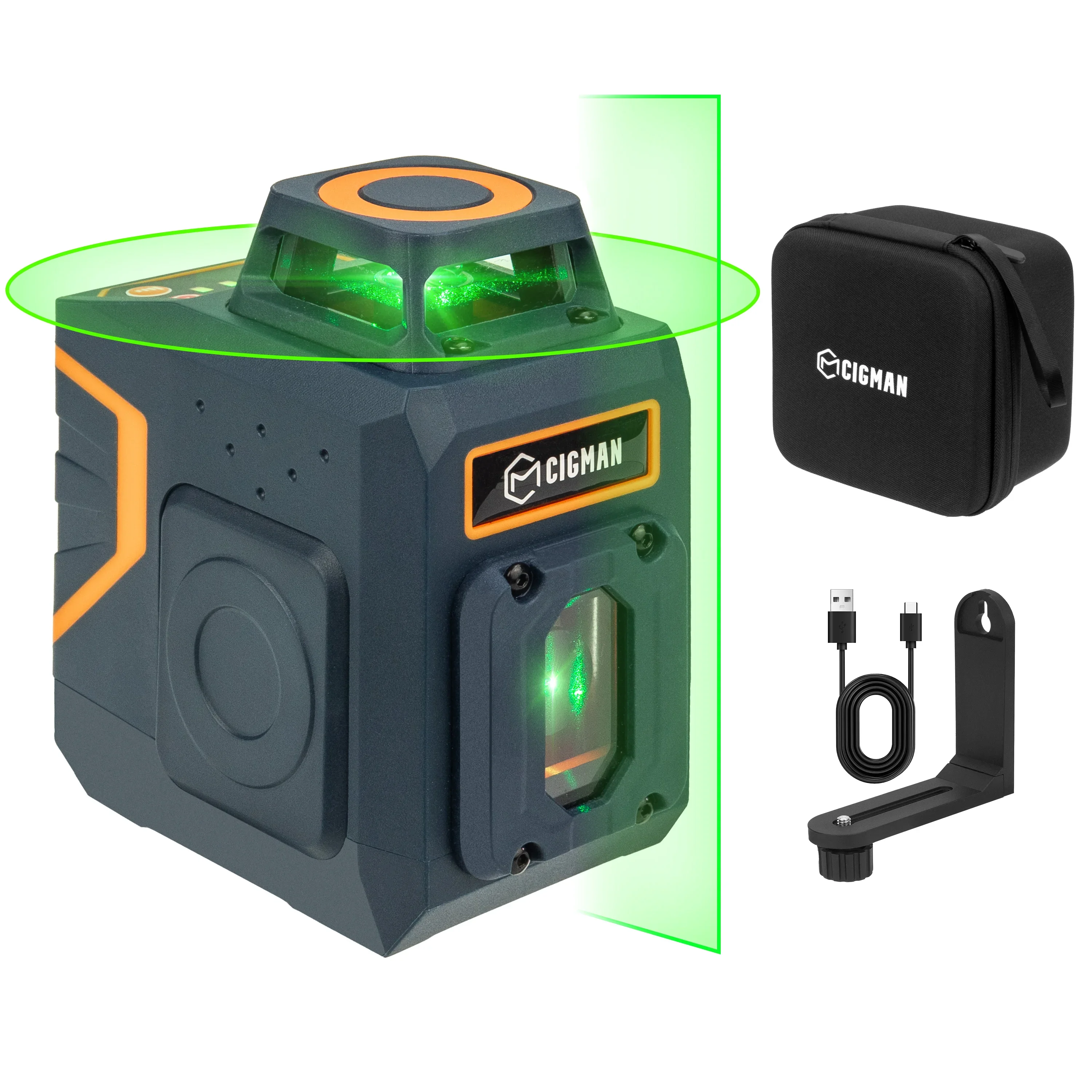 

CIGMAN CM-605 Self-leveling 5 Lines Laser Level for Construction and Picture Hanging 100 ft Vertical & Horizontal Laser Level