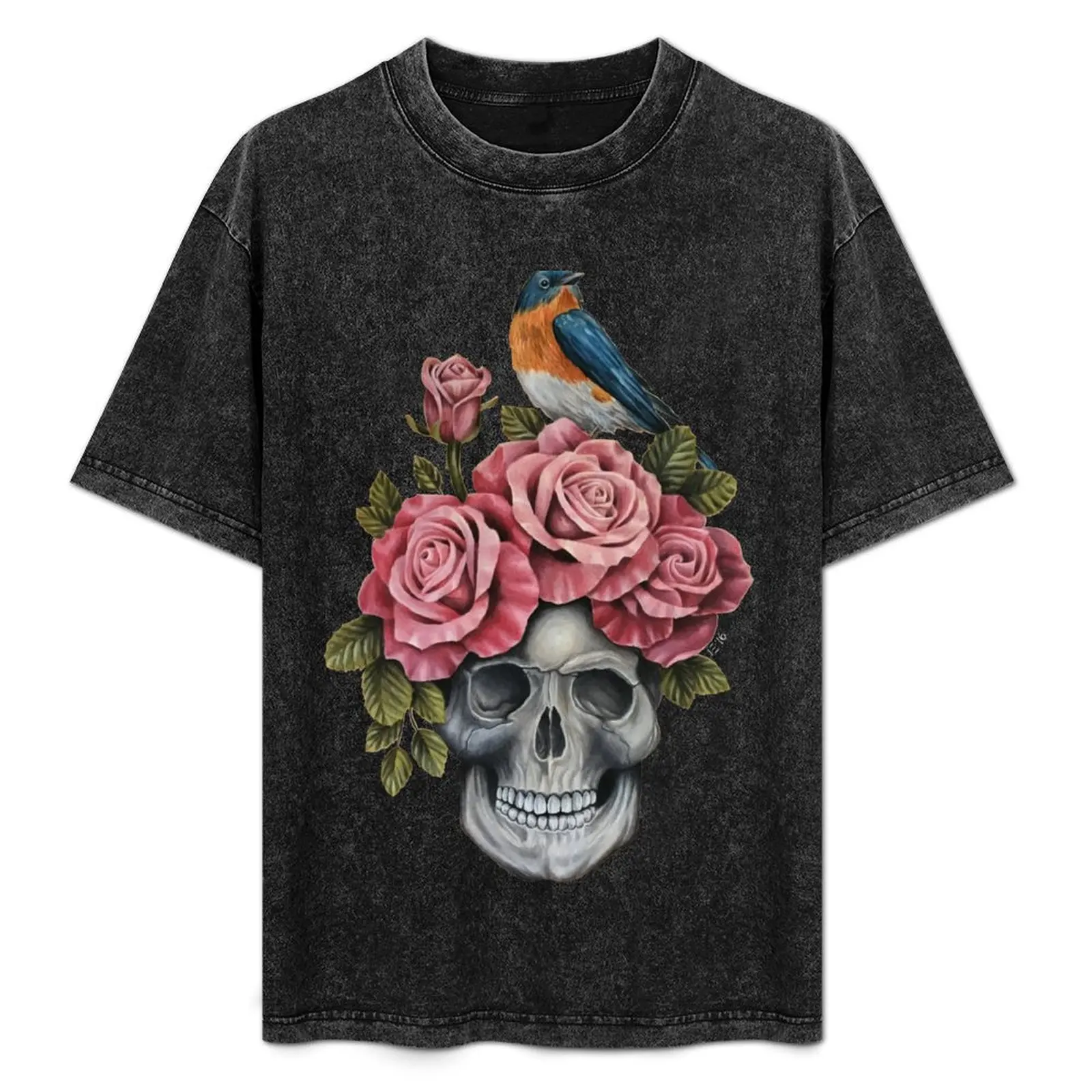 

Skull and Roses with Bird T-Shirt High Quality Durable T-Shirt