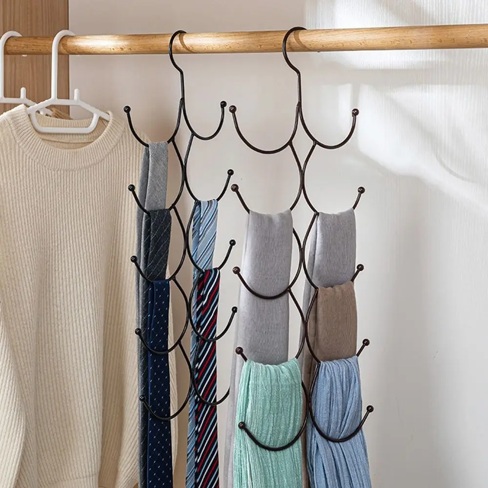 

2Pcs Metal Multi-layer Scarf Hanger Space Saving Large Capacity Belt Scarf Storage Hanger Household Scarf Tie Rack for Home