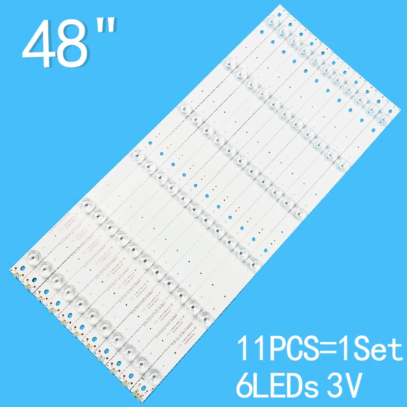 New 11PCS/lot (10A+1B) 495mm 6LEDs 3V For 48