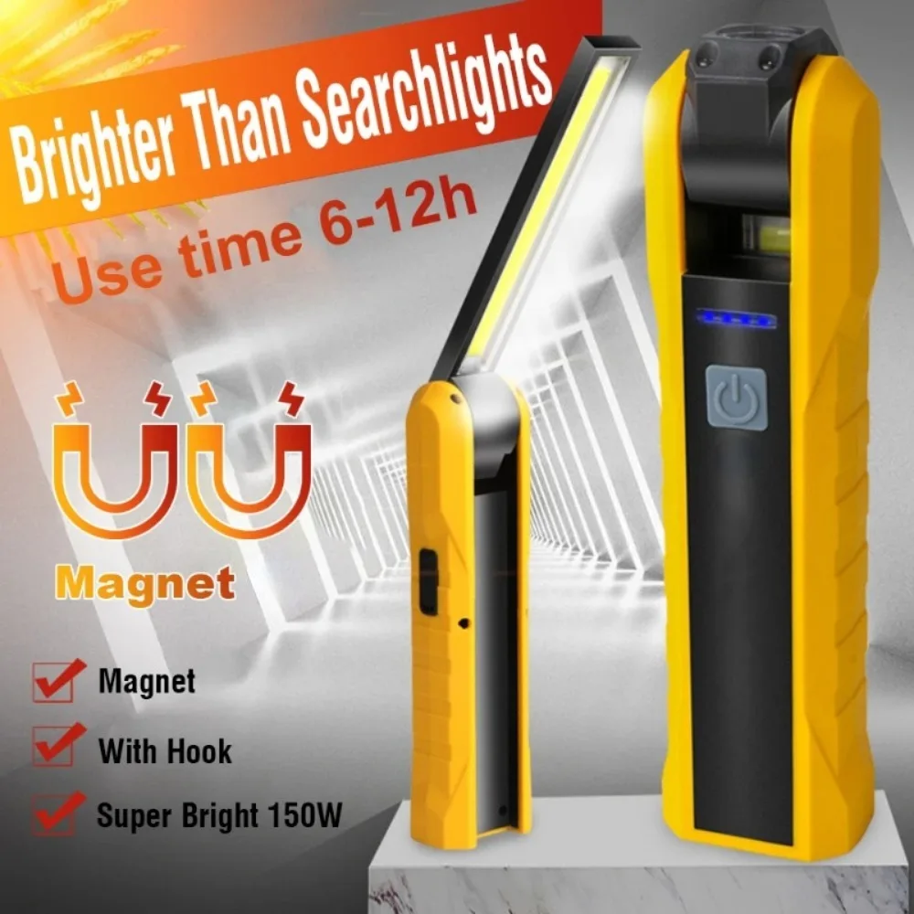 Multifunction Portable COB Work Light with Magnet Rotatable Hook Flexible Inspection Hand Lamp Outdoor Rotatable Torch Light