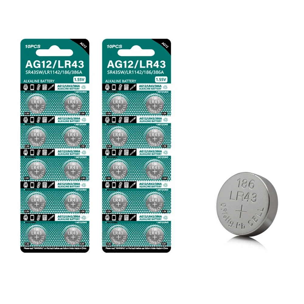 2-10PCS 1.55V AG12 LR43 110mAh Lithium Button Cell SR43 386 LR1142 V12GA AG 12 SR43W SR1142 Coin Cell Watch Toys Remote Battery