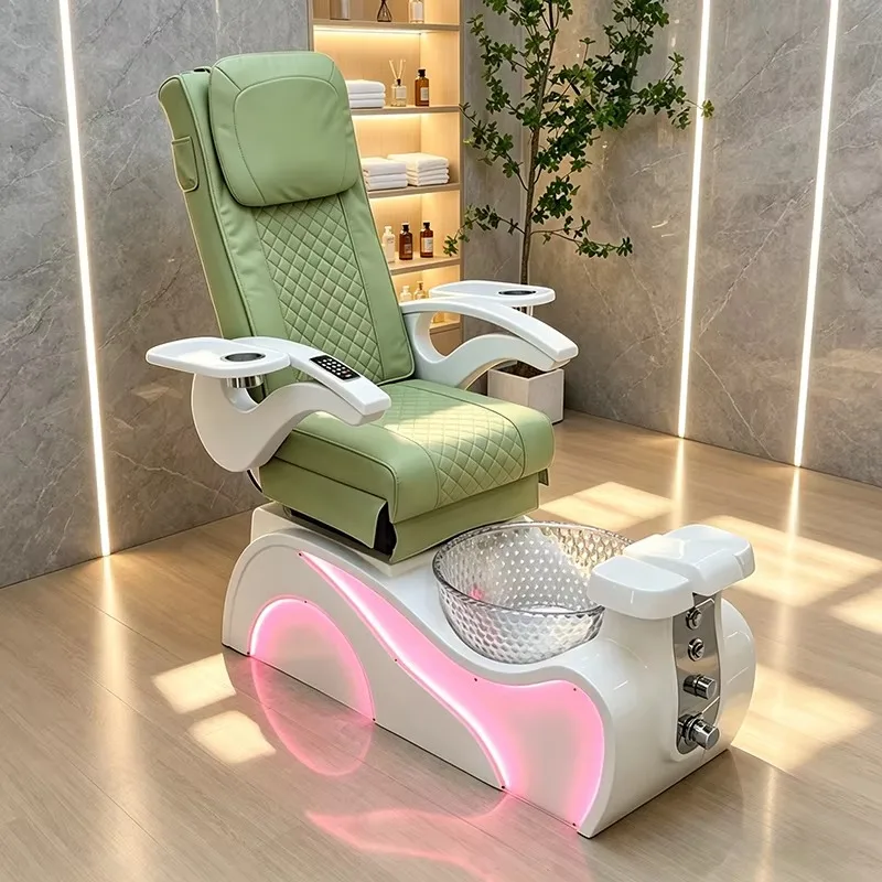 

Nail Salon Equipment Electric Massage Foot Care Manicure Chair Modern Adjustable Reclining Pedicure Chair With Lights