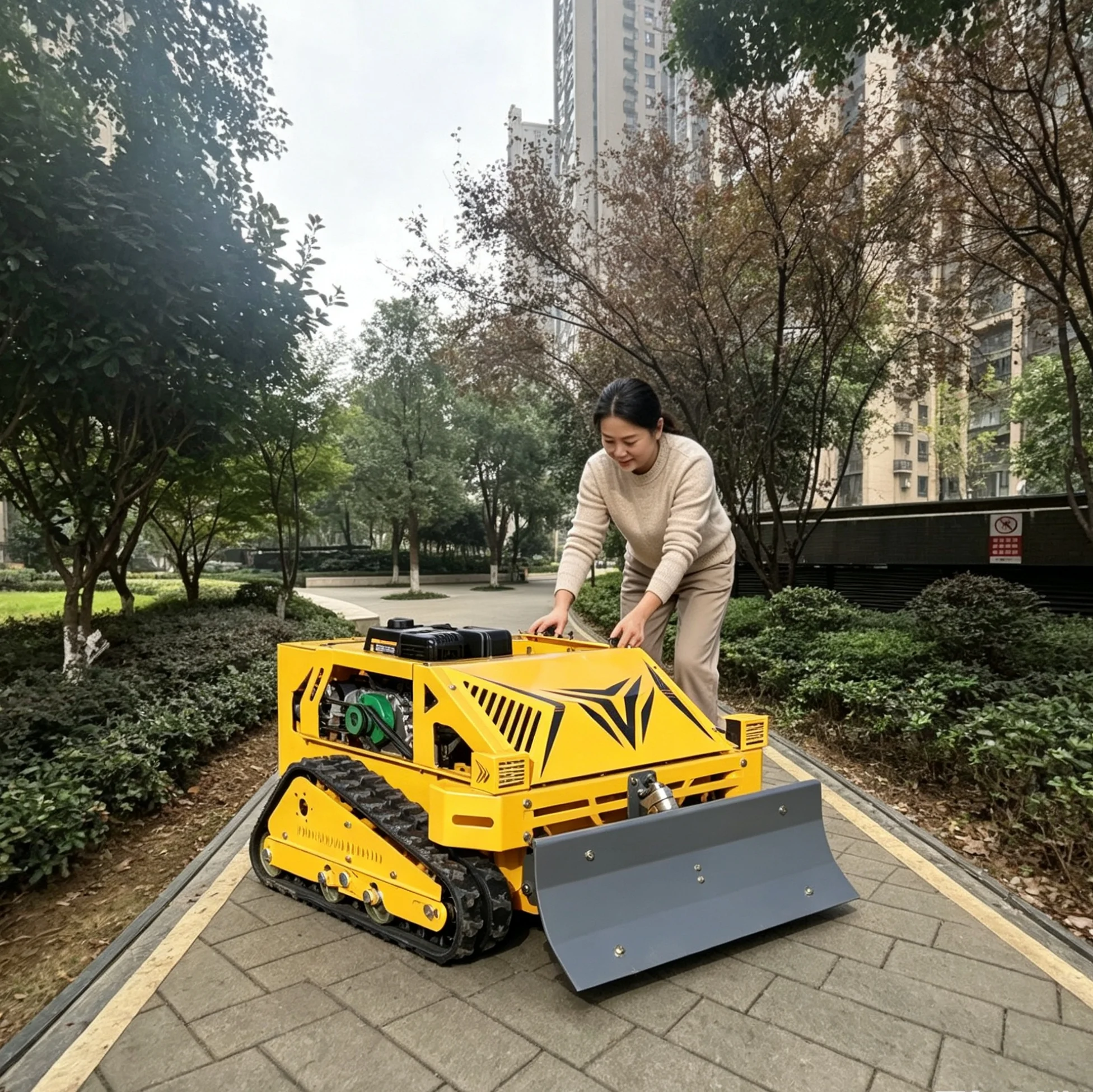 Customized remote control lawn mower 4-stroke GPS crawler tracked self-propelled zero turn RC lawn mower robot, adjustable cutti