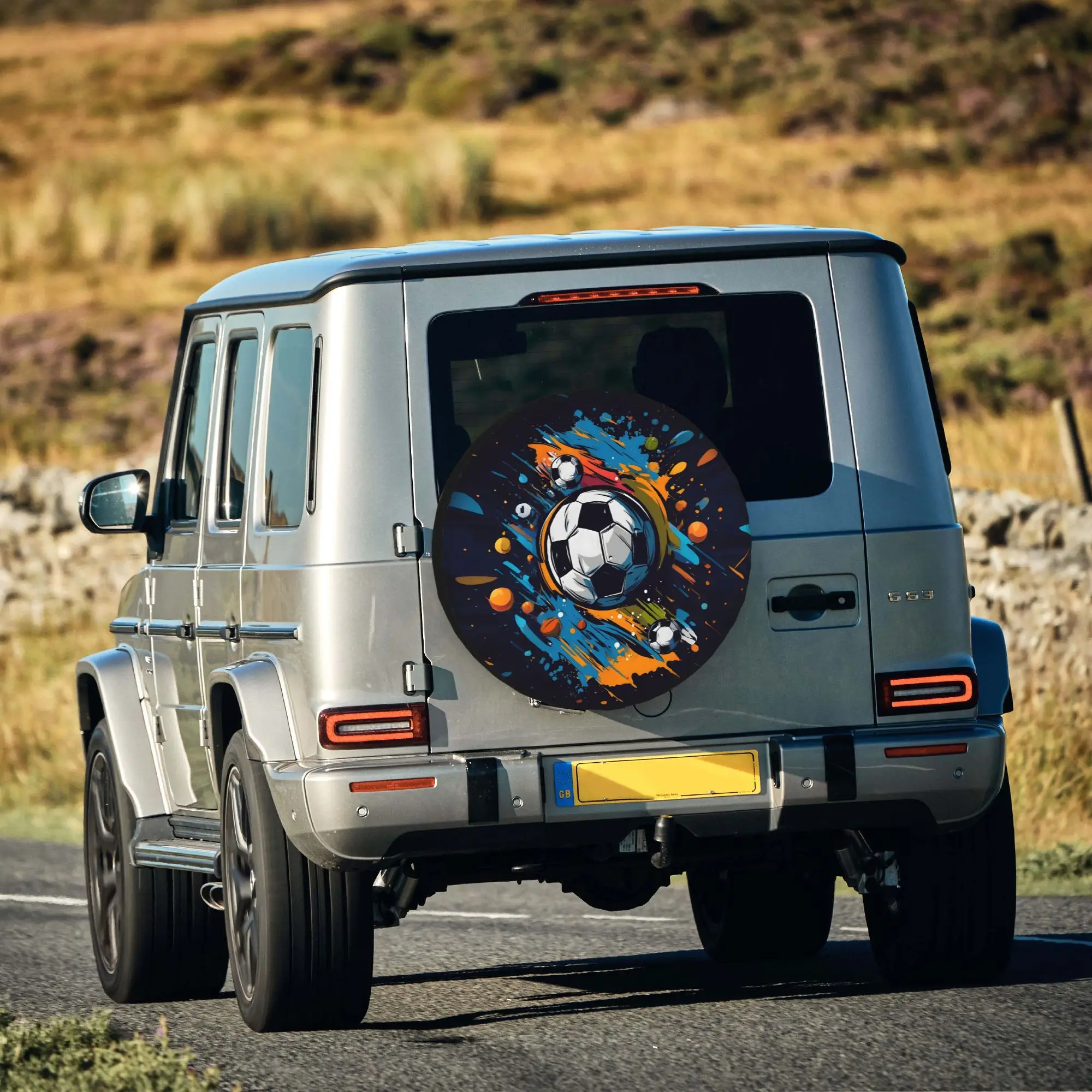 1pc Graffiti Soccer Sport 2D Printed Pattern Car Spare Tire Cover, Creative Style, Easy To Install And Clean, Suitable For Jeep