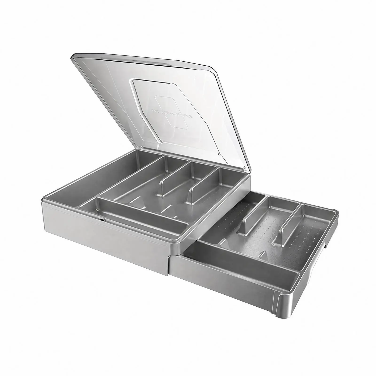 Kitchen Cutlery Storage Box Plastic Organizer with Dividers Non Slip Utensil Holder Container for Drawer Tabletop Cabinet Use