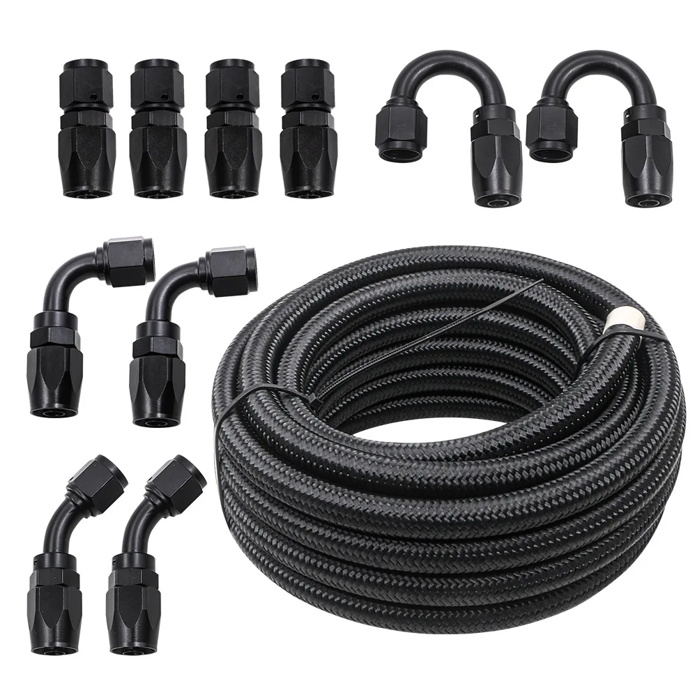 6AN AN6 Fuel Line Hose Kit Braided Nylon Stainless Steel Oil Gas Pipe for High Temperature Resistant Applications