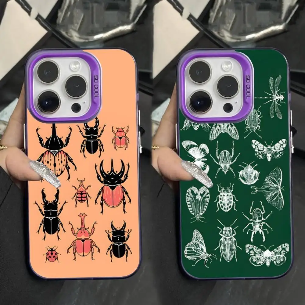 

Insects Biology Art Phone Case For iPhone 16,15,14,17,13,12,11,XS,Mini,Pro,SE,MAX Purple Matte Silicone Cover