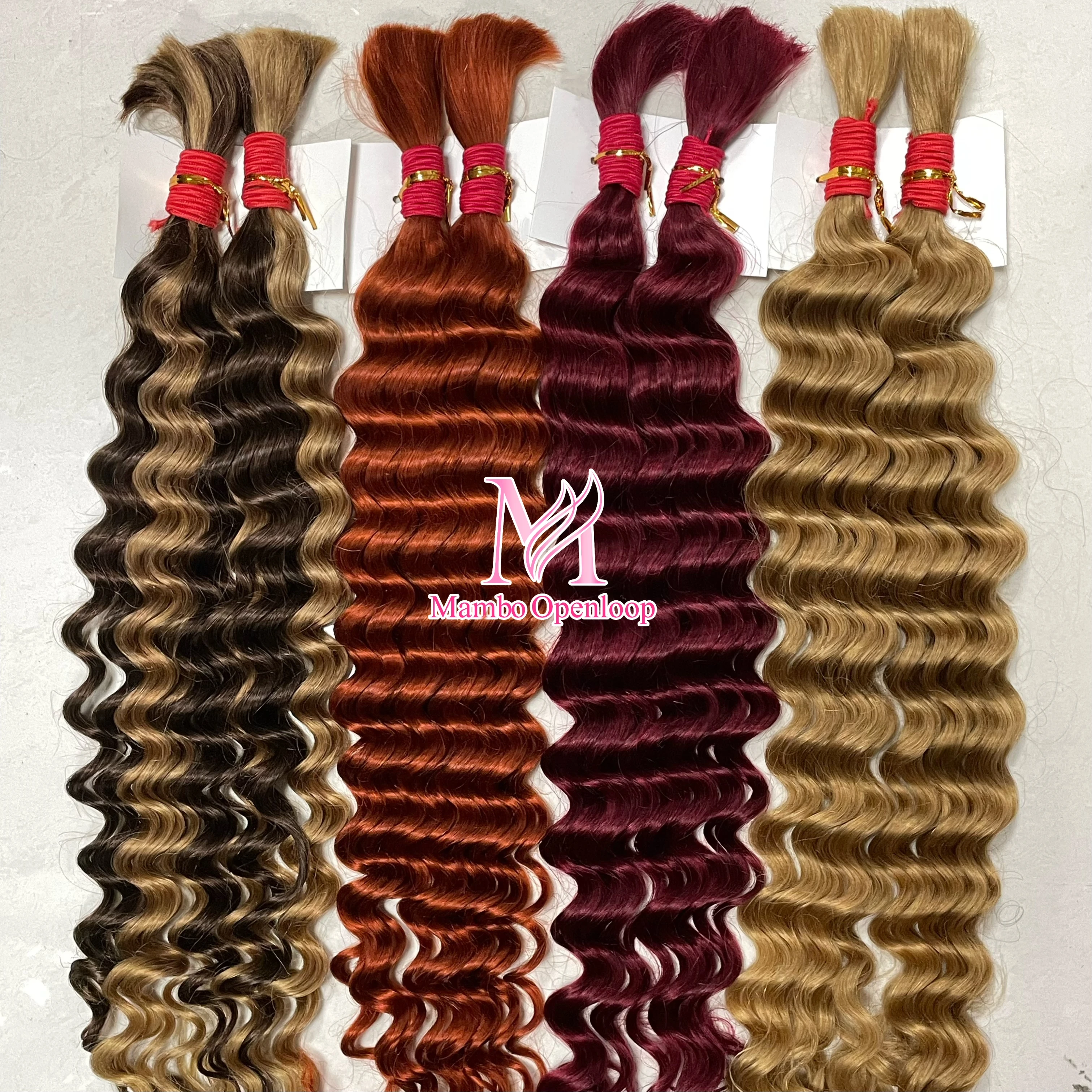 Boho Braids Human Hair 350# Deep Wave Bulk Hair For Braiding  4/27# No Weft Curly Hair bundles 27# for Boho Braid Hair