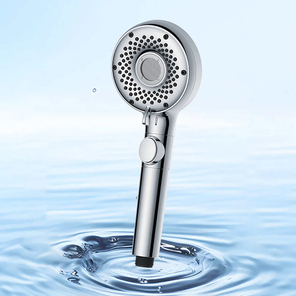

High Pressure Shower Head with One Off Button Handheld 5 Spray Large Water Outlet Shower Head for Hotel Bathroom Accessories