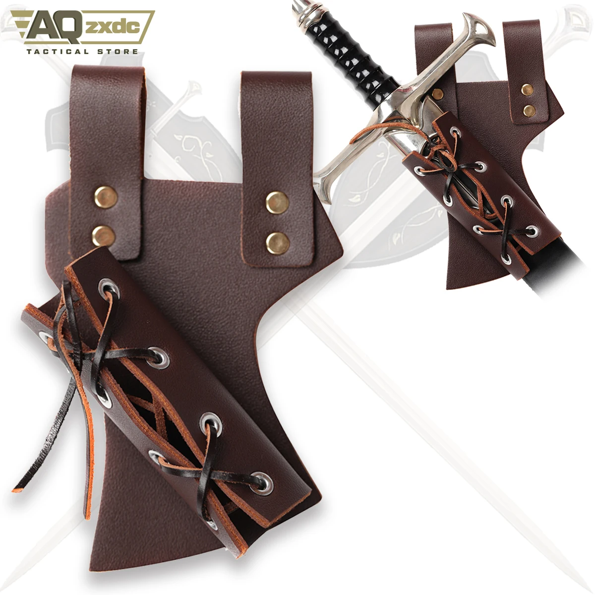 

AQzxdc Medieval Leather Sword Belt Holster Renaissance Frog Sword Belt Viking Pirate Knight Belt Sword Medieval Shoulder Strap