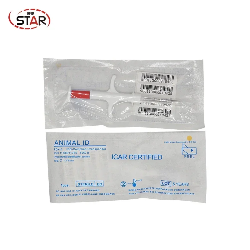 Glasspritze für Rinder, Hunde, Haustierfisch, 1,48 mm Mikrochip, Glasspritze, RFID-Tags für Rinder, RFID-Tag, Viehspitze, ID, Haustier-Lot