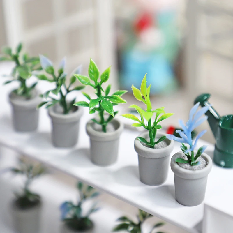 1/12ตุ๊กตา Miniature Potted พืชชุดพืชจำลองสำหรับตุ๊กตาบ้านตกแต่งเด็กแกล้งทำเป็นเล่นของเล่น