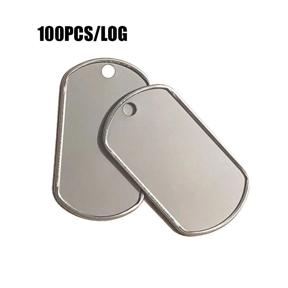 100Pcs Dog Tag Pet Tags  Stainless Steel Name Pendant Blank Dog Tags Personalized Customized Dog Tag