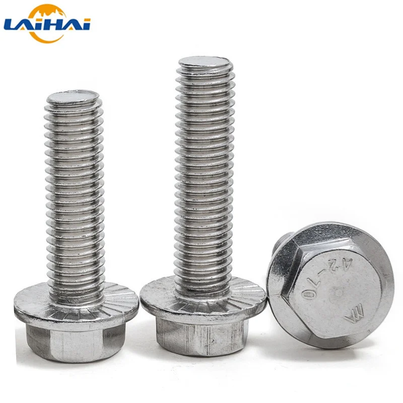 M4 M5 M6 M8 M10 M12 A2-70 304 Stainless Steel Hexagon Head with Serrated Flange Cap Screw Hex Washer Head Bolt DIN6921