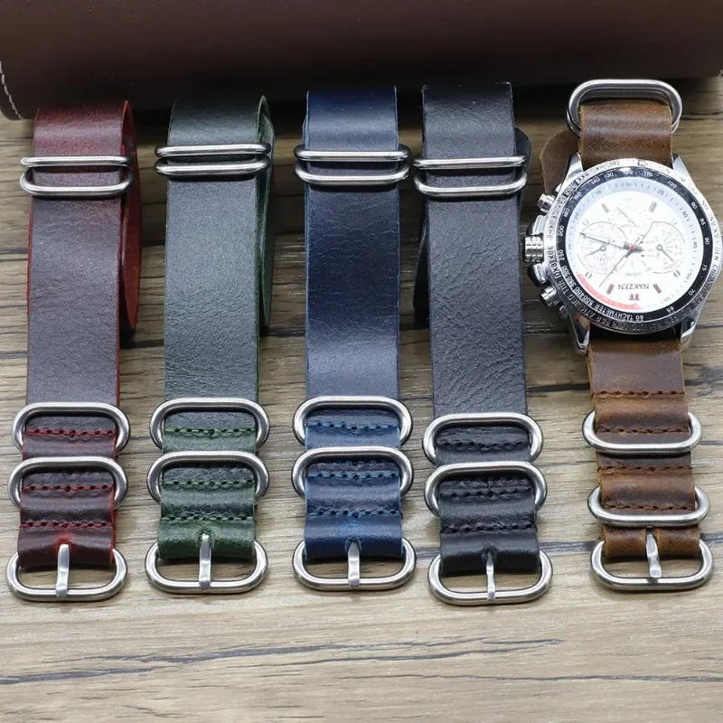 Vintage Genuine Leather Watch Bands 18mm 20mm 22mm Brown Handmade Cow Watch Strap Replacement for Men Women Watch Accessories