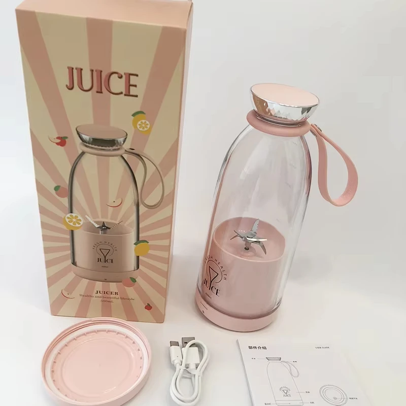 

Custom Portable Blender Fresh Fruit Juice Mixer Electric USB Charge 500ML Juicer