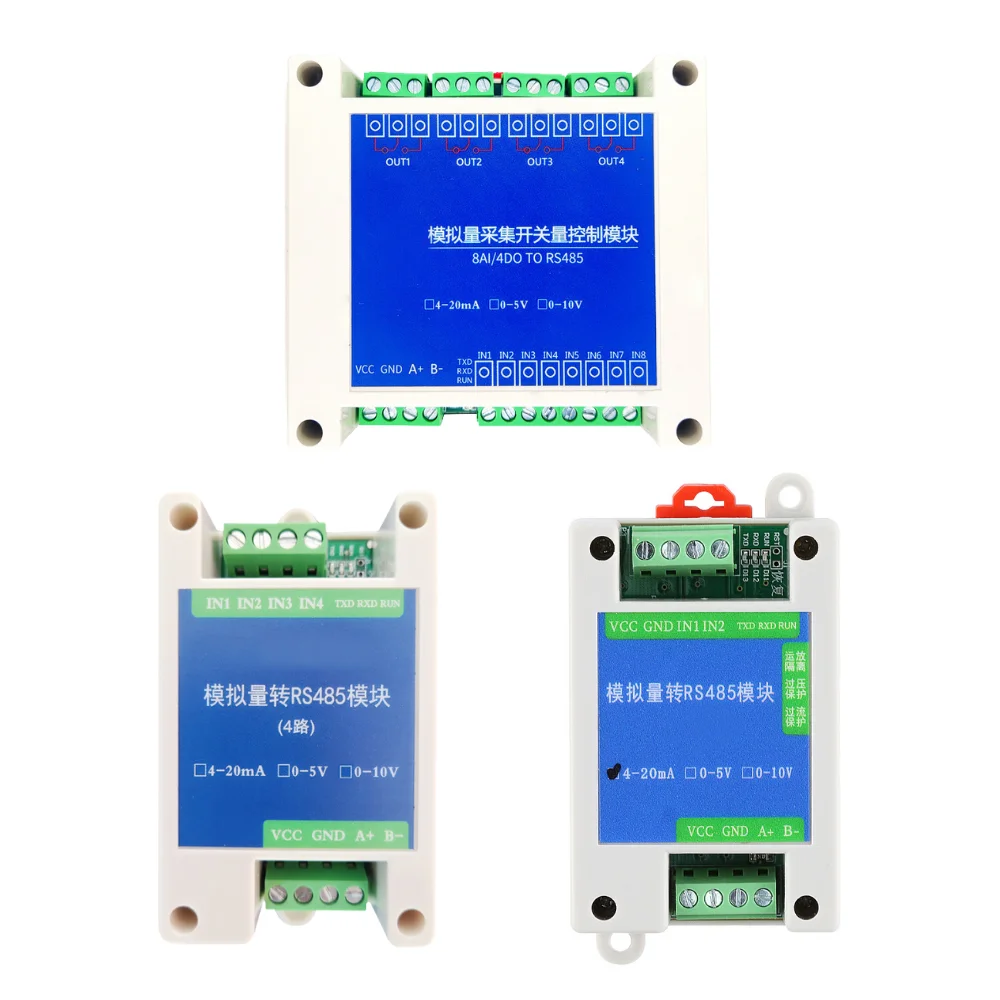 Moduł konwersji analogowy 0-5 V 0-10 V 4-20 mA na RS485 Modbus RTU Protokół 2 4 8 kanałowych cyfrowych modułów transformacyjnych RS485