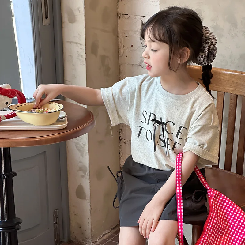 Sweet Three-dimensional Real Bow Short Sleeved T-shirt for Girls Soft Quality Odell Pull Frame Comfortable T-shirt for Summer