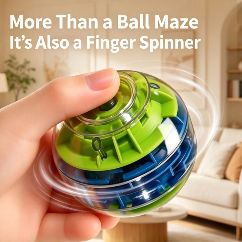 Handheld Marble Maze Ball with Clear Spherical Shell, Layered 3D Track, Rotation-Controlled Play, for Kids Play 15UB