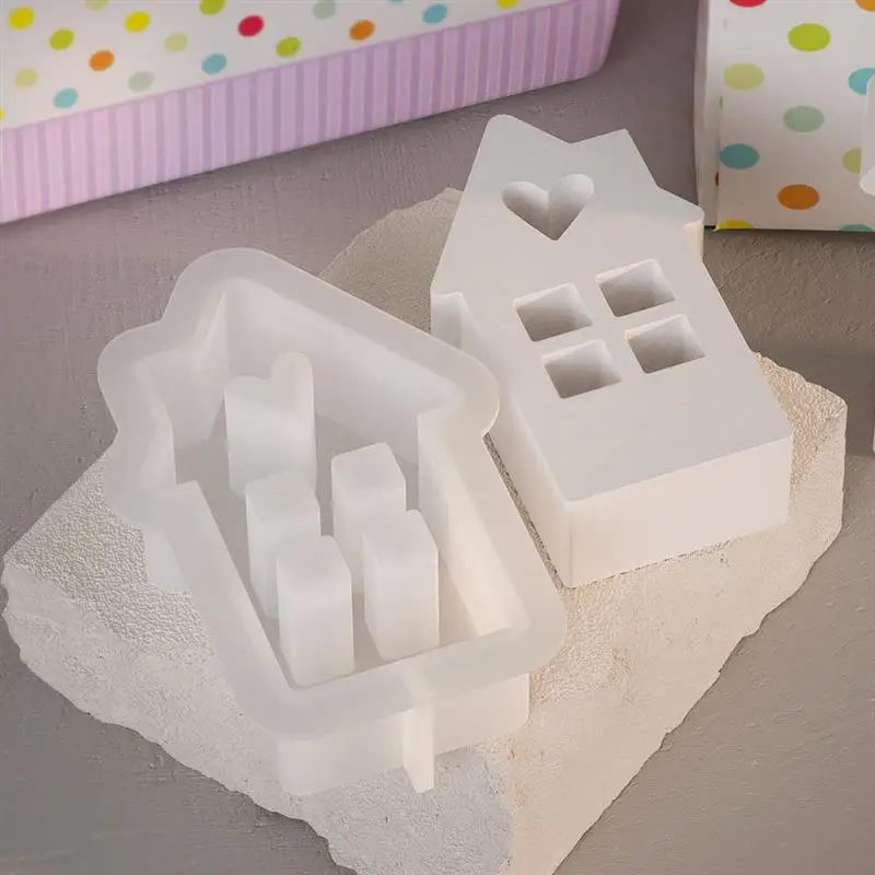 Cute Heart Shaped House stampi in Silicone case stampi in calcestruzzo stampi per colata stampo in resina per decorazioni artigianali in gesso fai