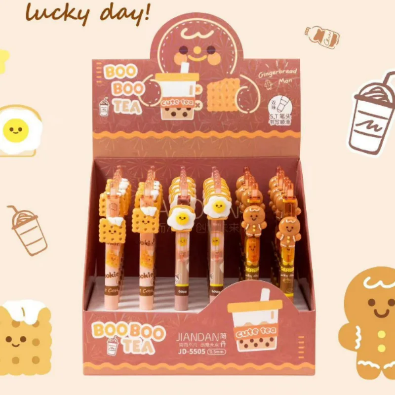 

36pcs/lot Creative Cookies Press Gel Pen Cute 0.5mm Neutral Pen School writing Supplies Promotional Gift