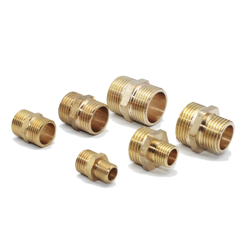 Brass Hex  Pipe FittingWW 1/8 1/4 3/8 1/2 3/4 1 inch Thread Copper Adapter Equal Coupler Connector Water Gas Plumbing Joint