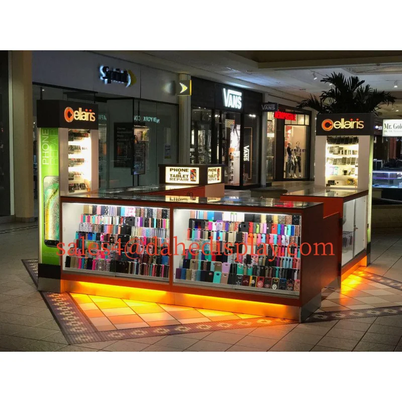 custom.Customized Cellphone Store Glass Display Cabinet with Light Phone Display Showcase Cell Phone Accessories and Repair 4